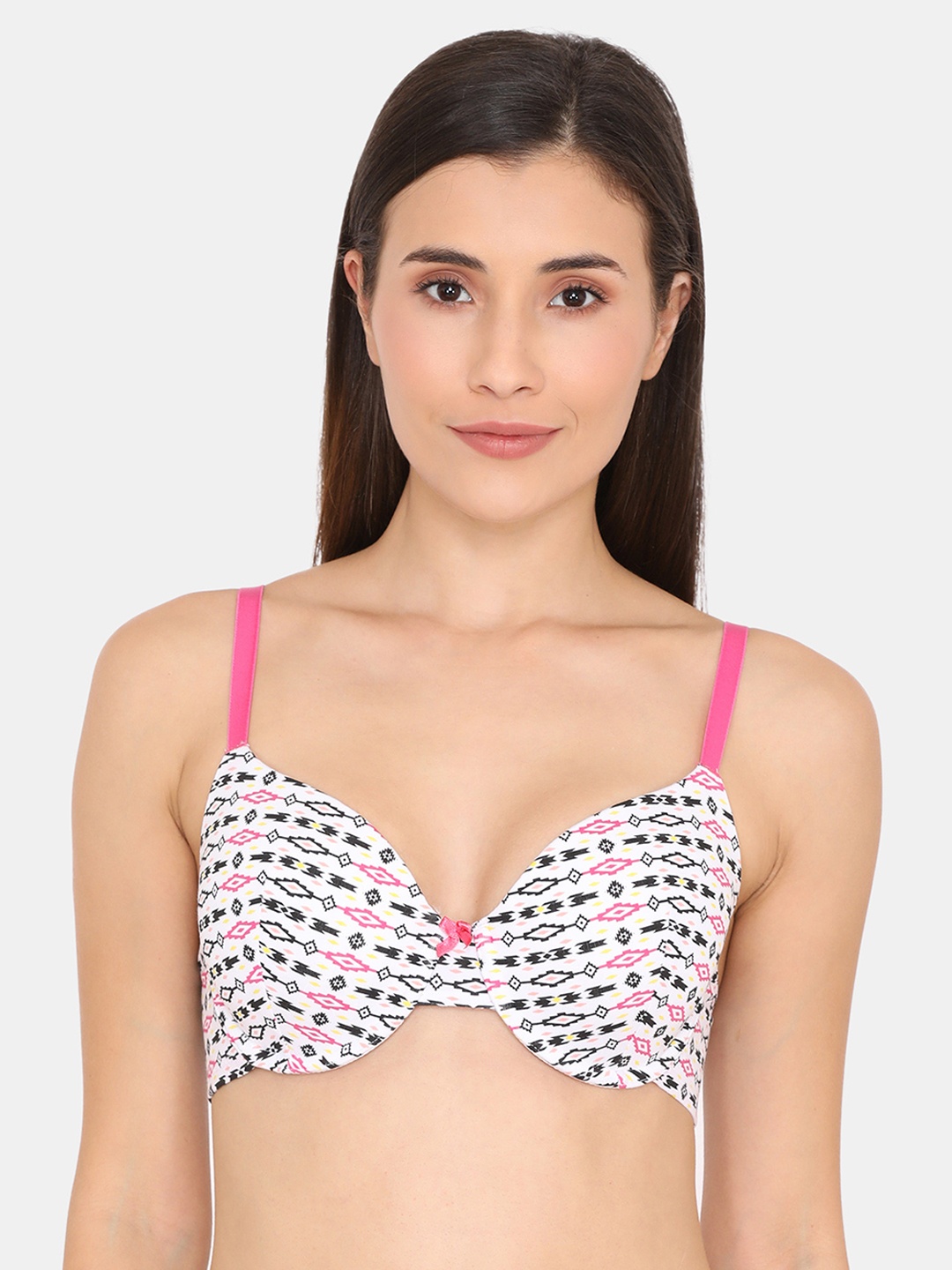 

Zivame White & Blue Printed Underwired Lightly Padded T-shirt Bra ZI101XFASHASRTD