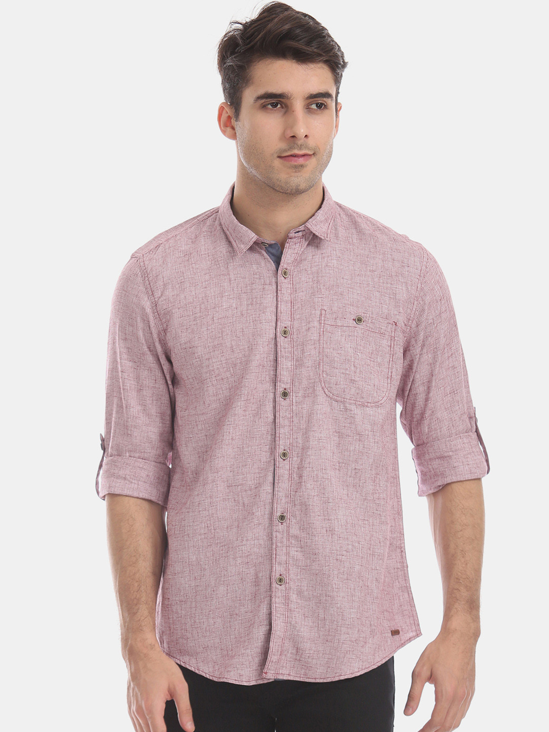 

Cherokee Men Pink Regular Fit Self Design Casual Shirt