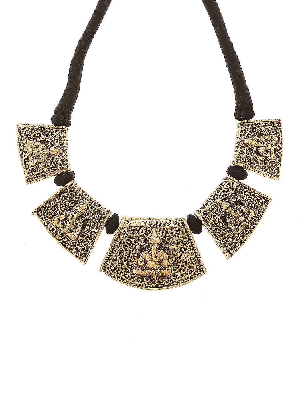 

Bamboo Tree Gold-Toned & Black Handcrafted Necklace