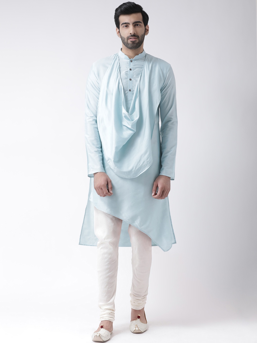 

KISAH Men Blue & White Solid Kurta with Churidar