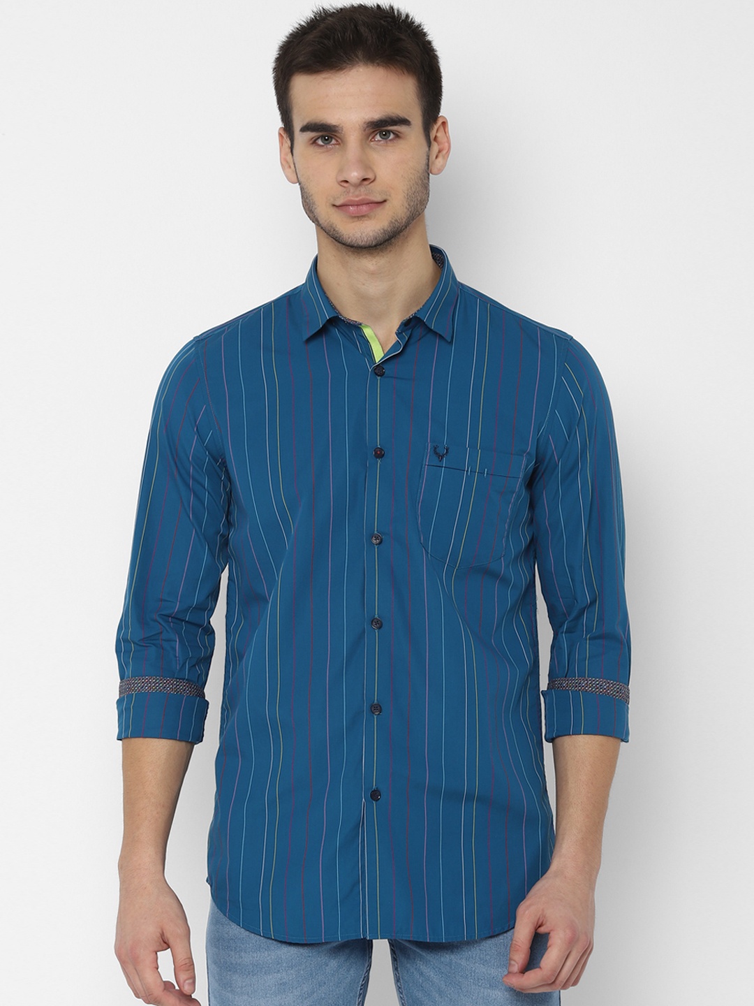 

Allen Solly Men Blue Slim Fit Striped Casual Shirt