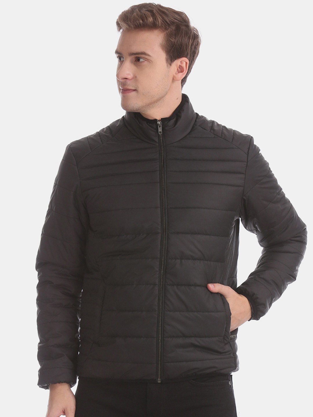 

Ruggers Men Black Solid Puffer Jacket