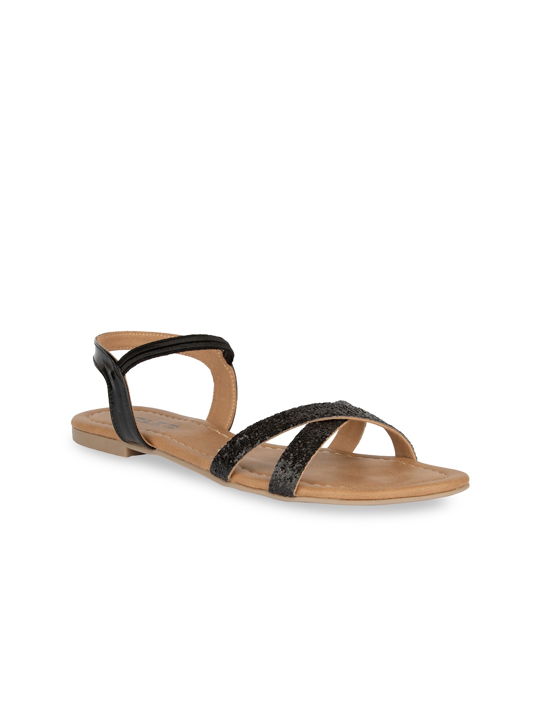 

SOLES Women Black Solid Open Toe Flats