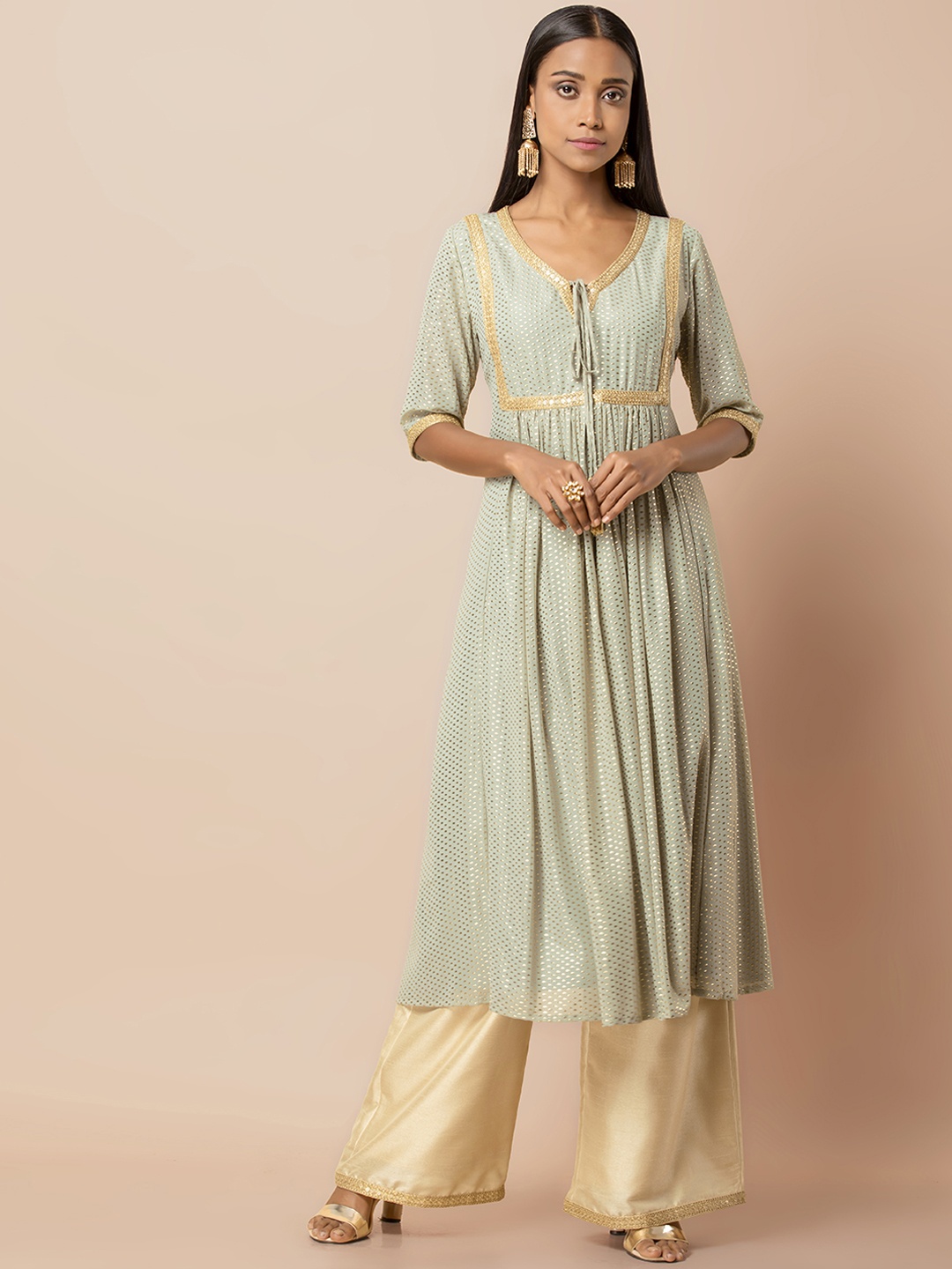 

INDYA Grey Foil A-Line Tunic
