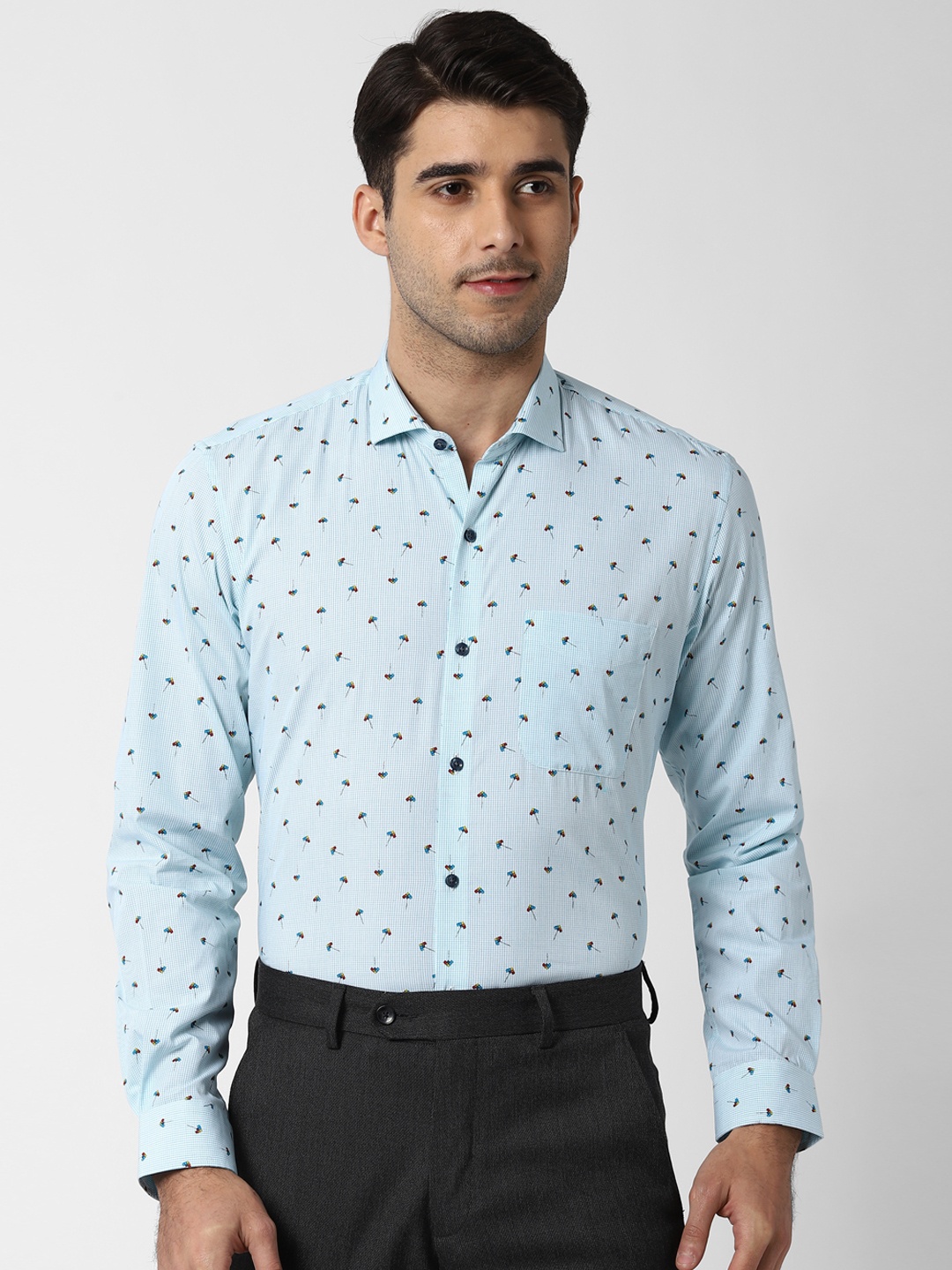 

Peter England Men Blue Slim Fit Printed Formal Shirt