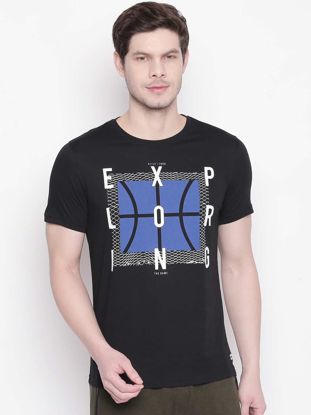 

Ajile by Pantaloons Men Black Printed Round Neck T-shirt