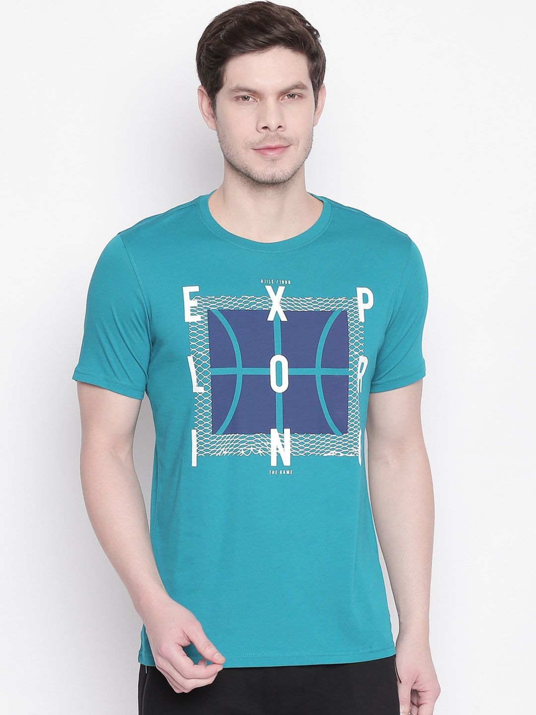 

Ajile by Pantaloons Men Green Printed Round Neck T-shirt