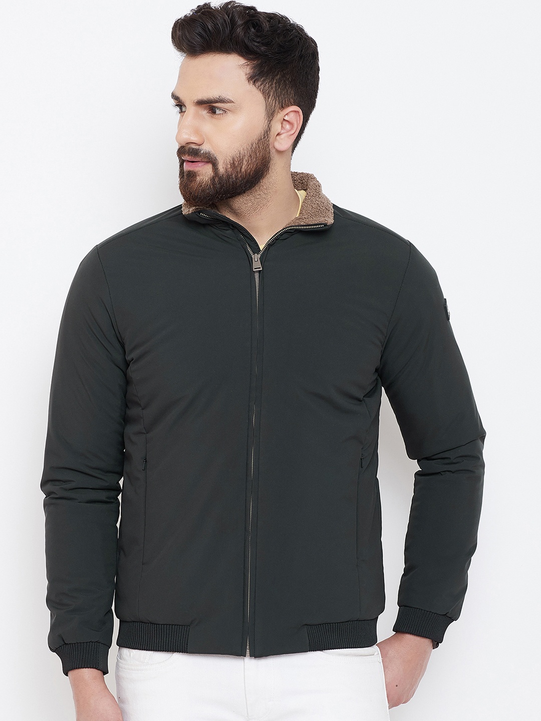 Spirit Men Olive Green Solid Bomber