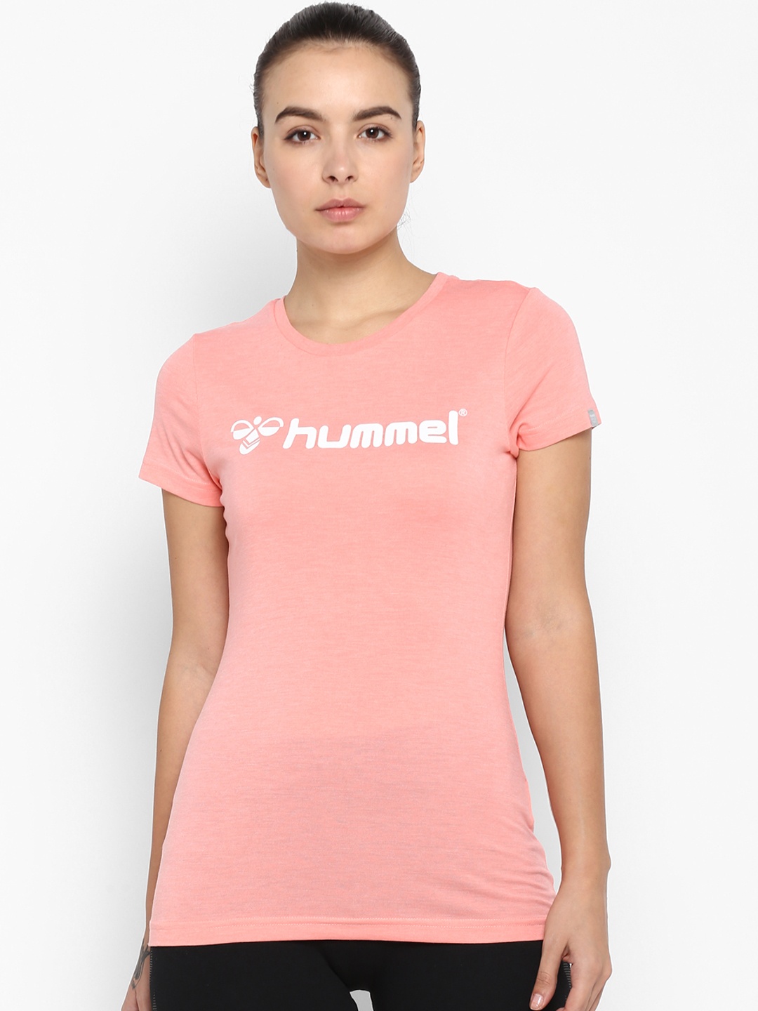 

hummel Women Peach-Coloured Printed Round Neck T-shirt