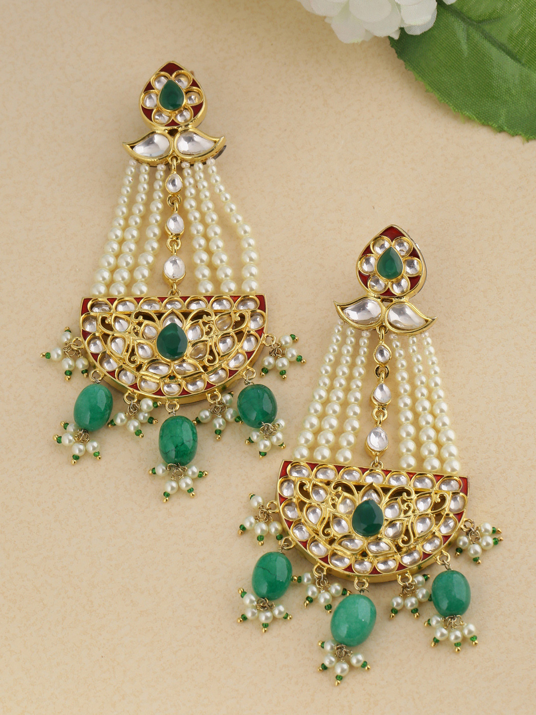 

Tistabene Gold-Plated & Green Classic Drop Earrings