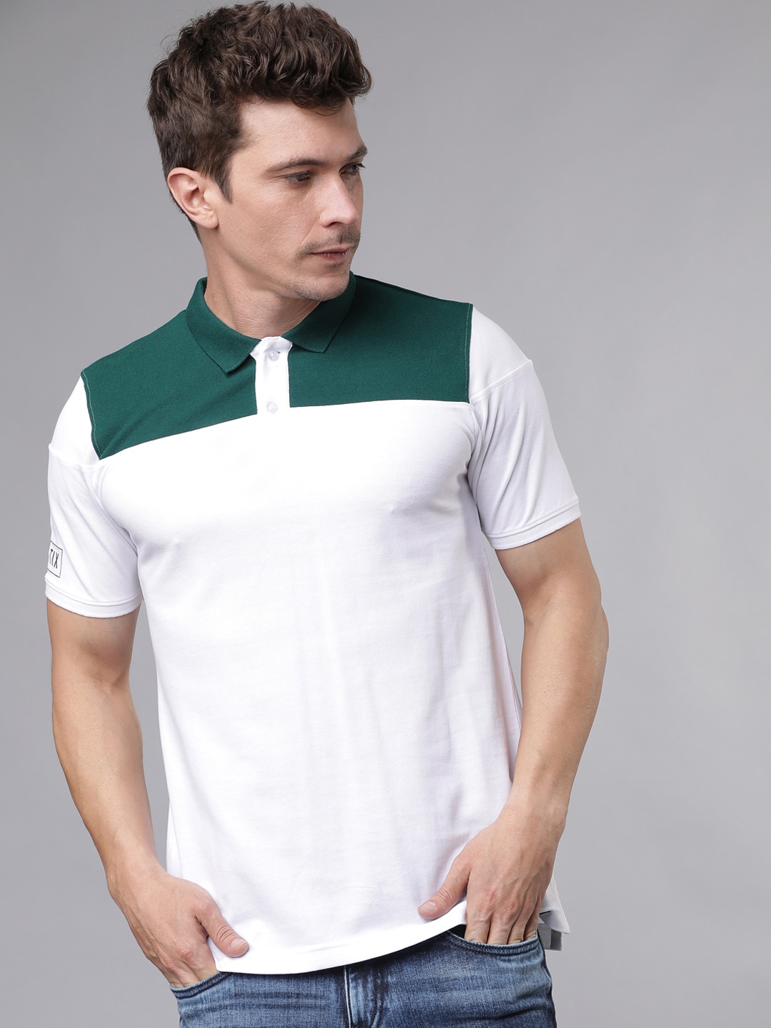 

LOCOMOTIVE Men White Colourblocked Polo Collar T-shirt