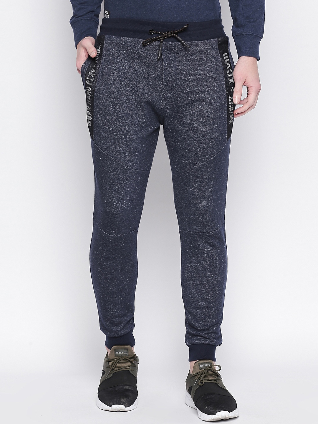 

Mufti Men Navy Blue Solid Slim-Fit Joggers