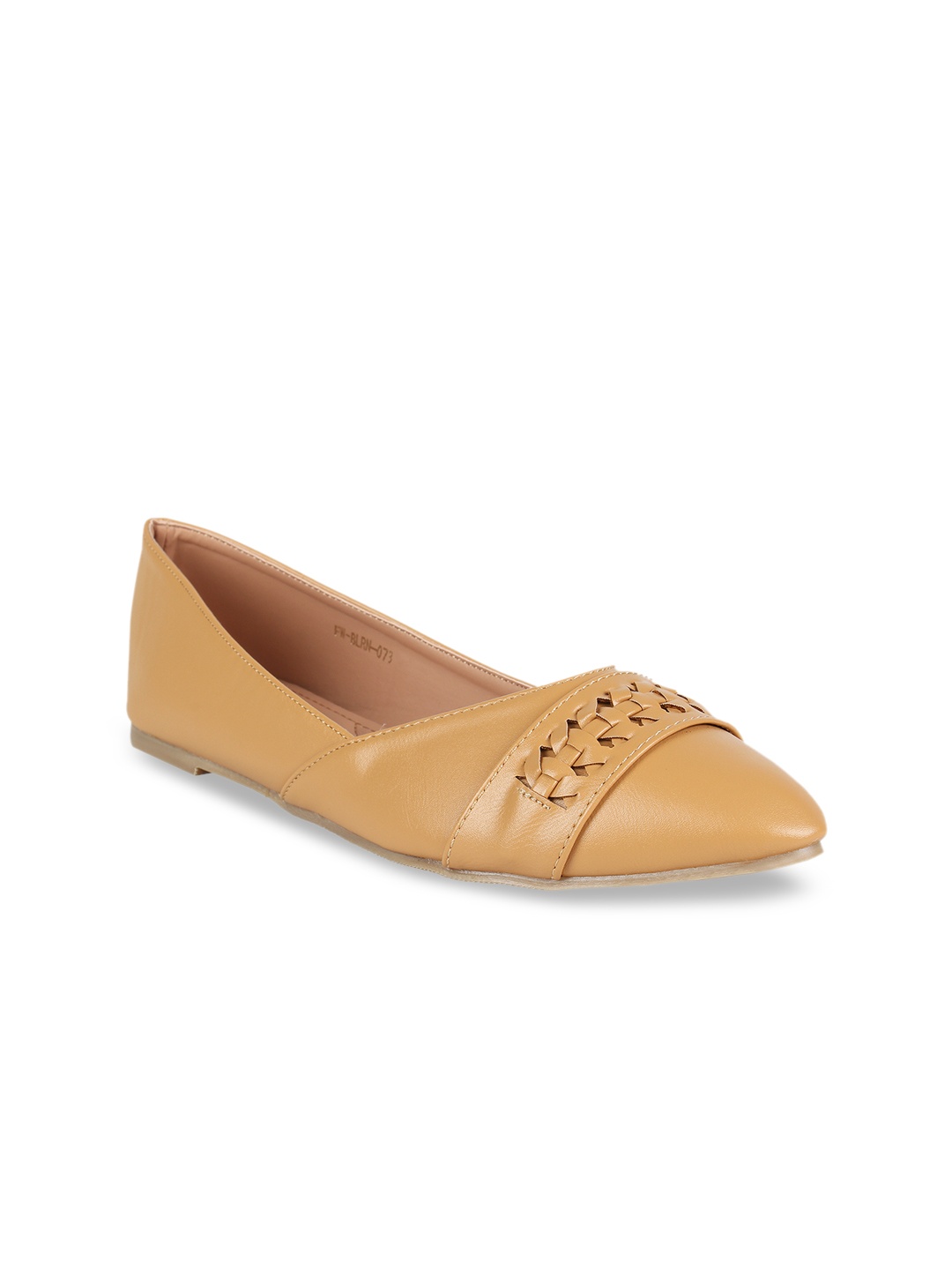 

Addons Women Beige Solid Ballerinas With Lace Cut Detailing