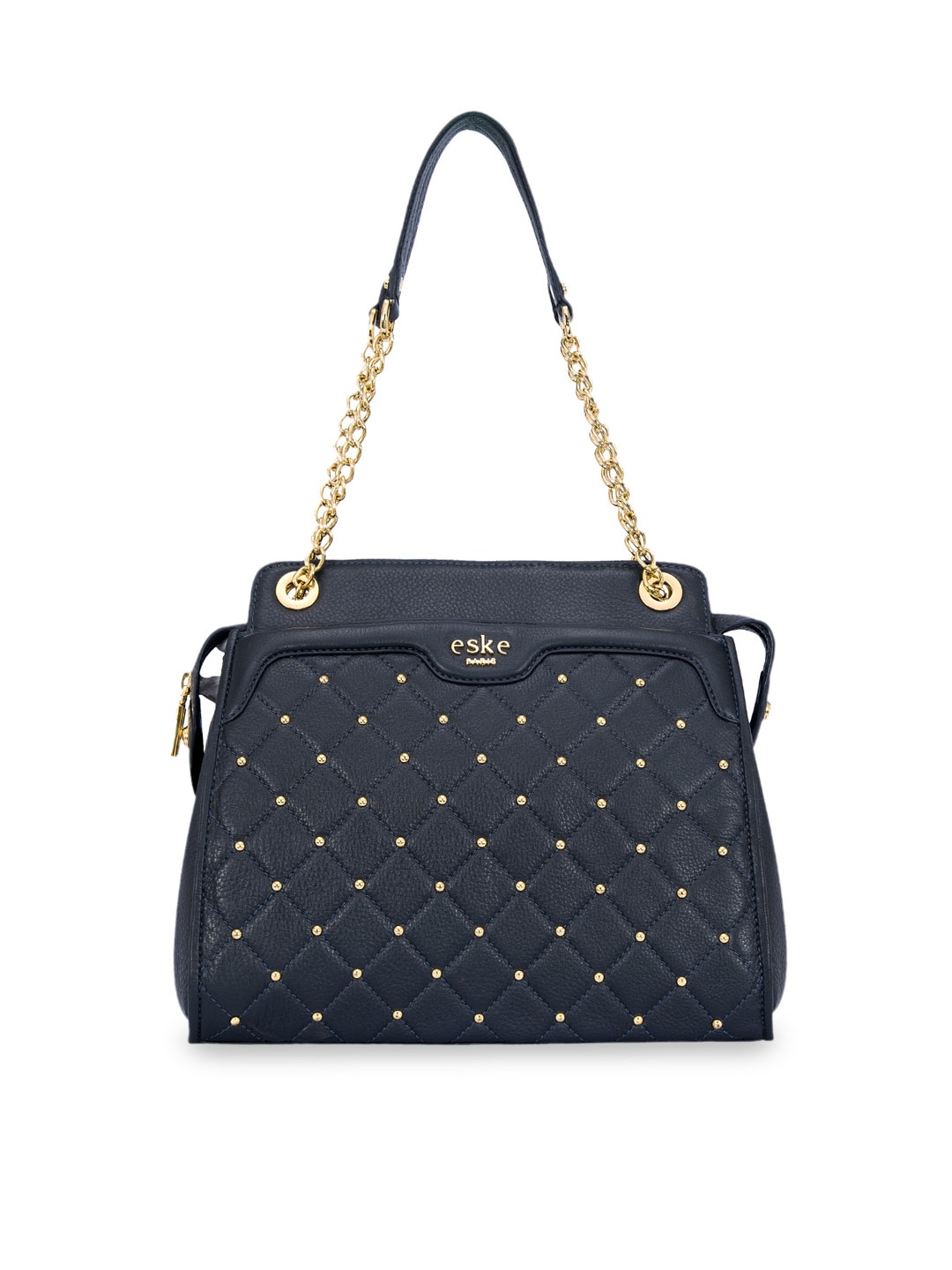 

Eske Navy Blue Embellished Leather Shoulder Bag