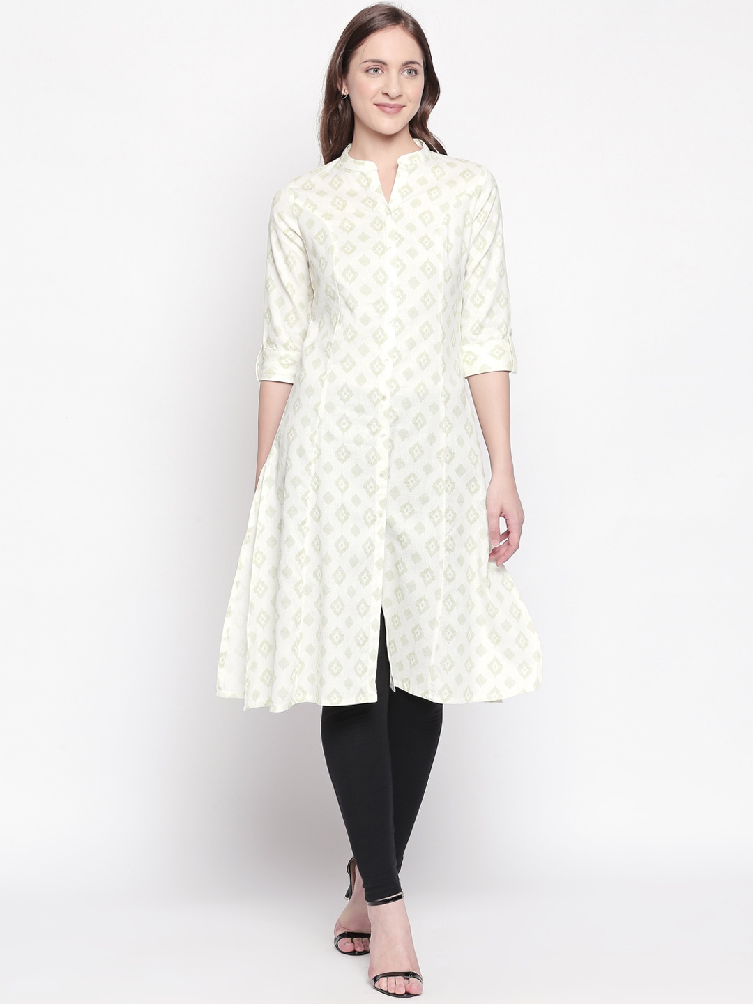 

RANGMANCH BY PANTALOONS Women Off-White Printed Anarkali Kurta