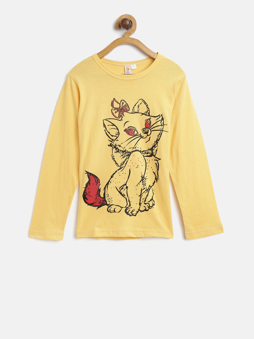 

Kids On Board Girls Yellow Printed Round Neck T-shirt