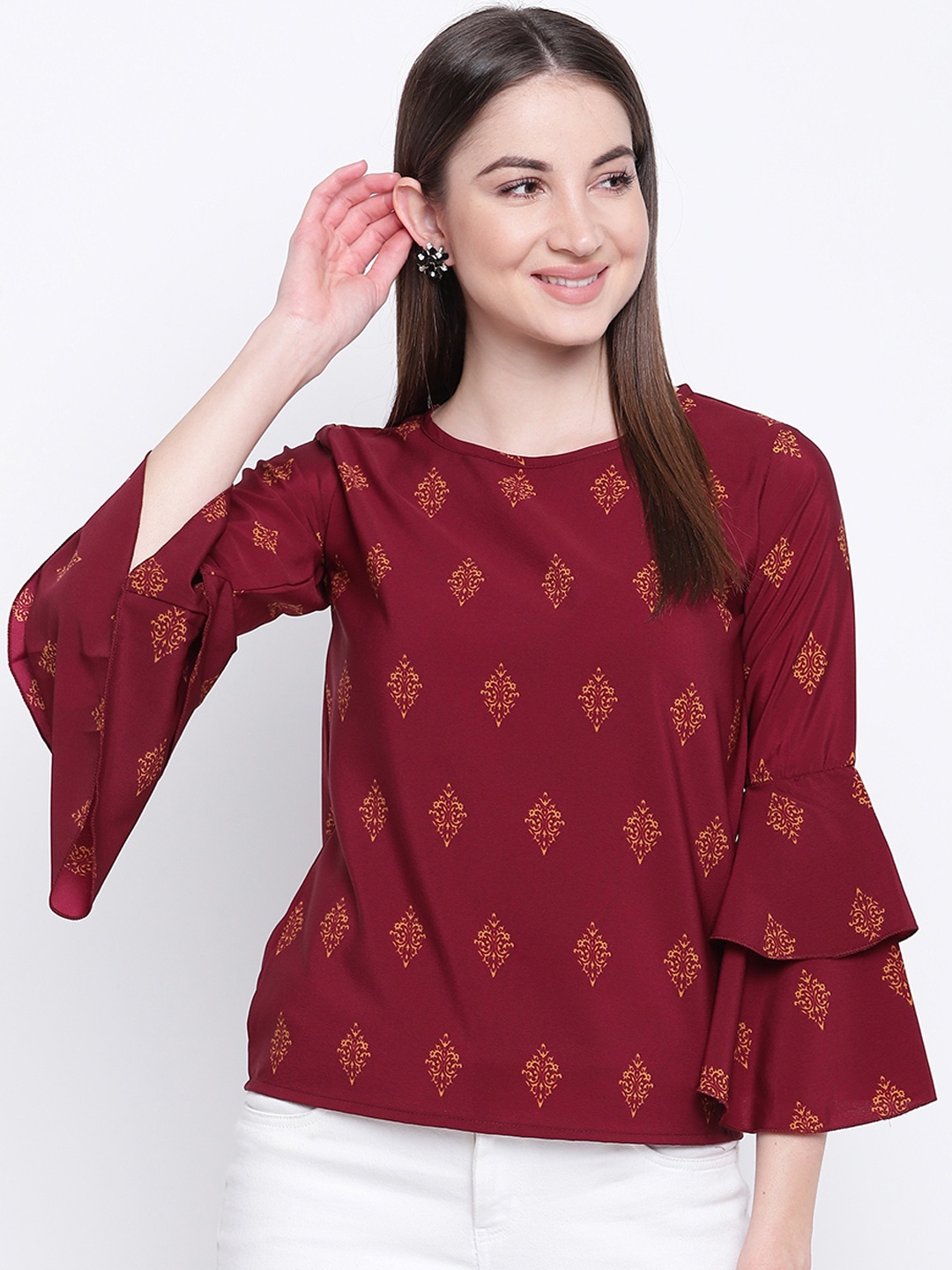 Mayra Women Maroon Printed Top