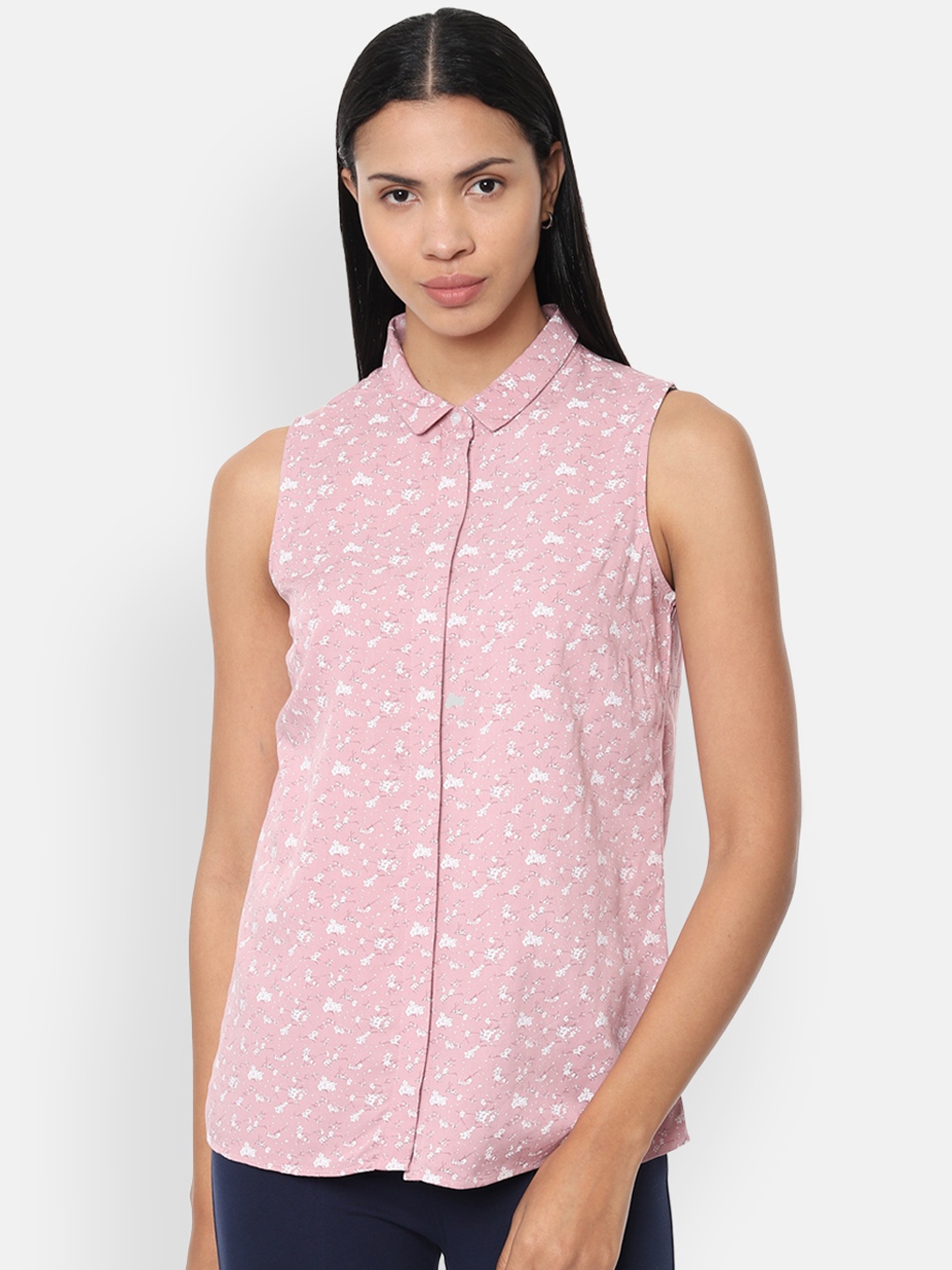 

Van Heusen Woman Pink Regular Fit Printed Casual Shirt