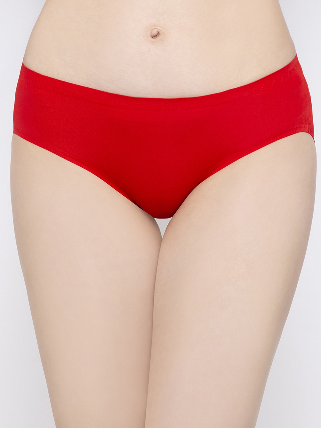

Candyskin Women Red Solid Seamless Bikini Briefs CSP552PINK