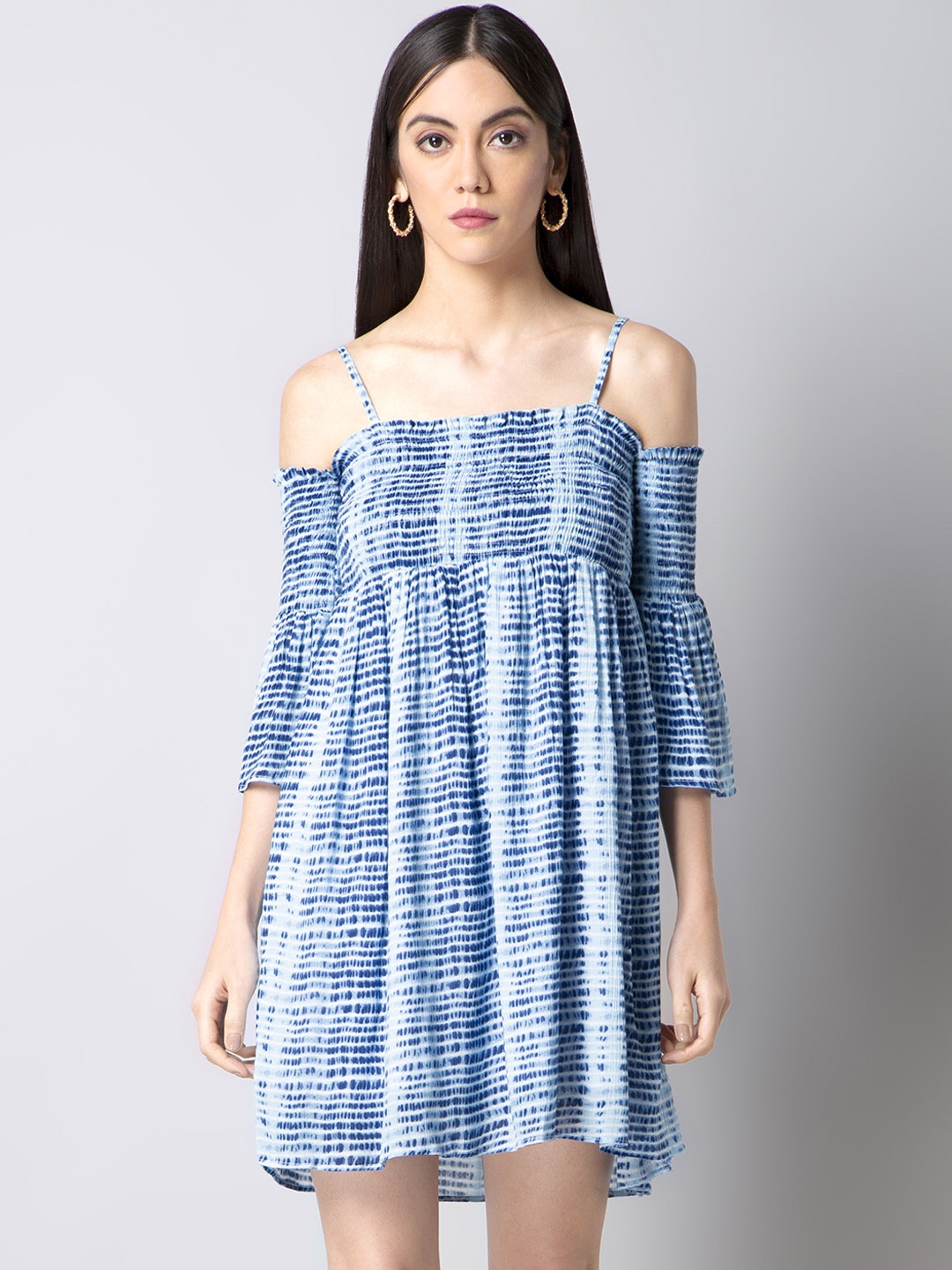 

FabAlley Women Blue Dyed Fit and Flare Dress