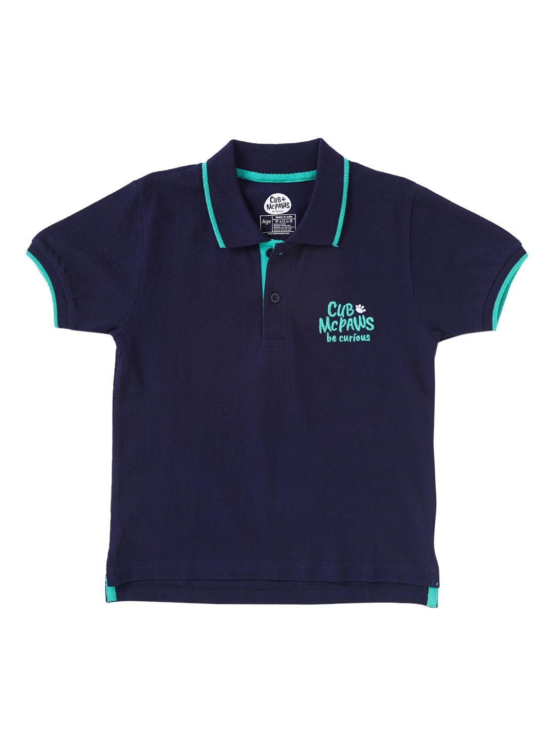 

Cub McPaws Boys Navy Blue Embroidered Polo Collar T-shirt