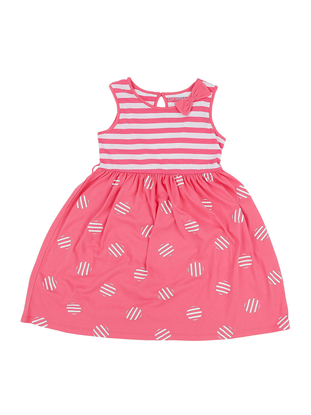 

Pantaloons Junior Girls Pink Striped Fit and Flare Dress