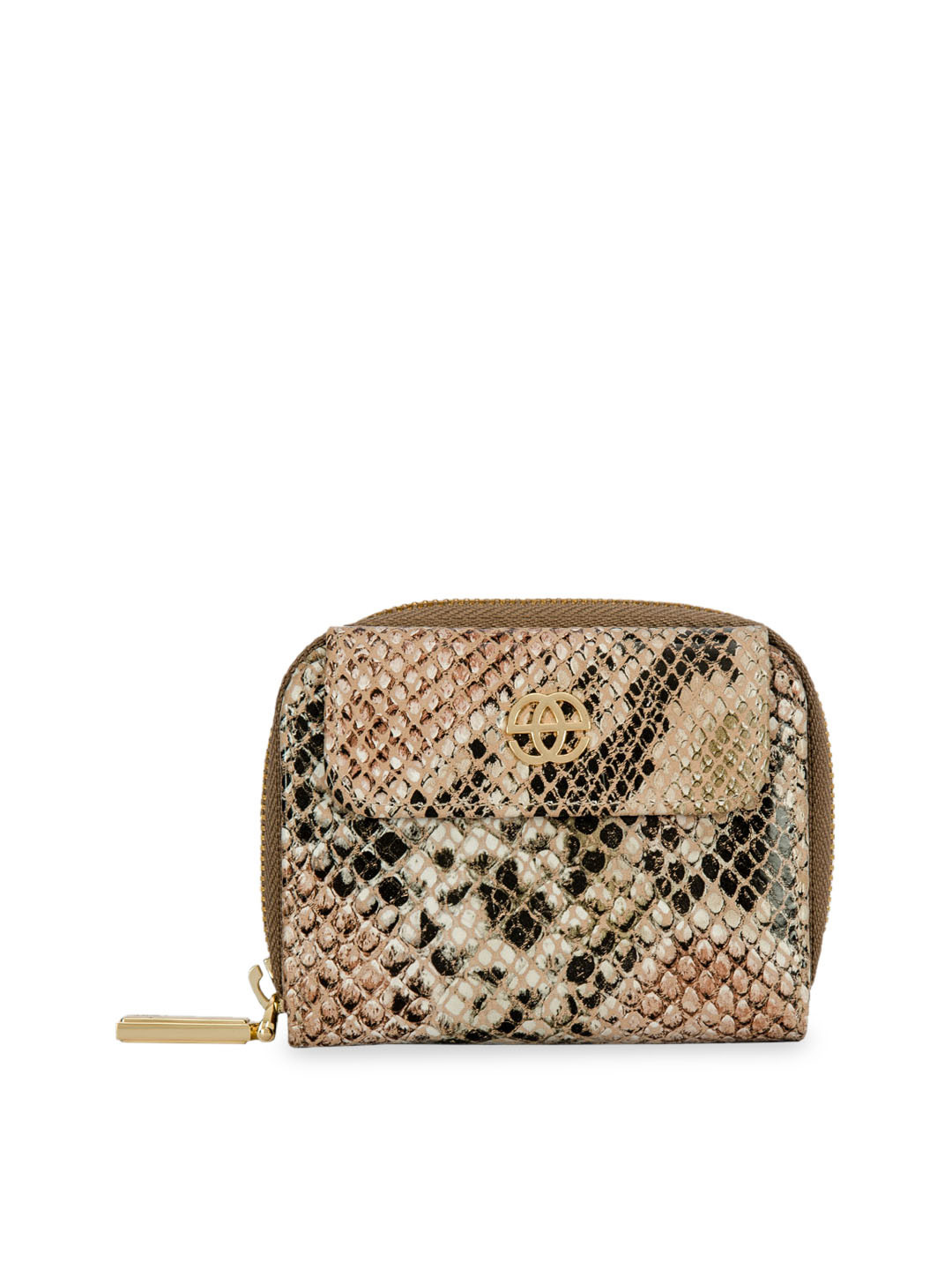 

Eske Women Beige & Grey Printed Two Fold Wallet