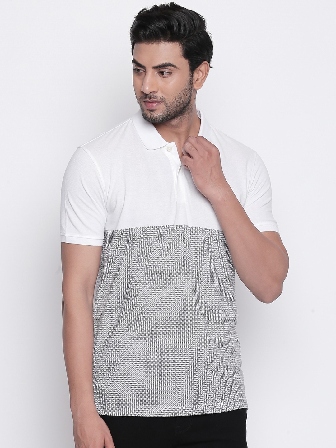 

BYFORD by Pantaloons Men White Printed Polo Collar T-shirt