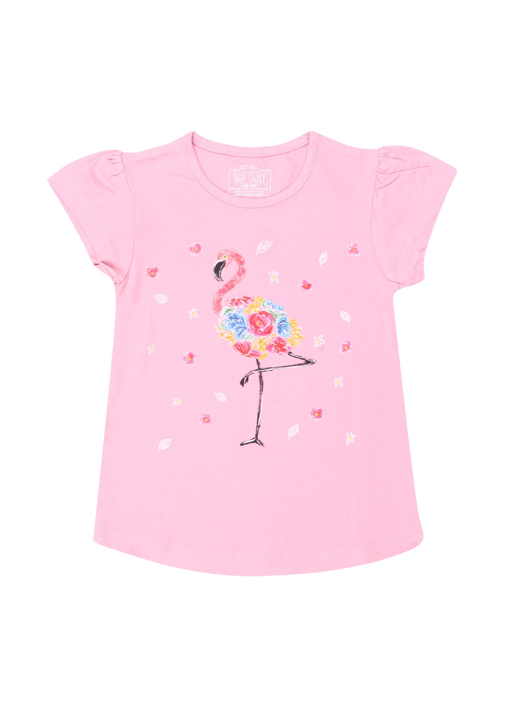 

Nap Chief Girls Pink Printed Round Neck T-shirt