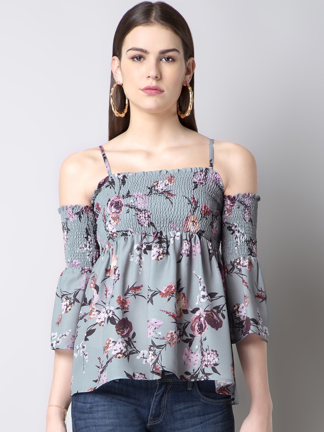 

FabAlley Women Grey Printed Top
