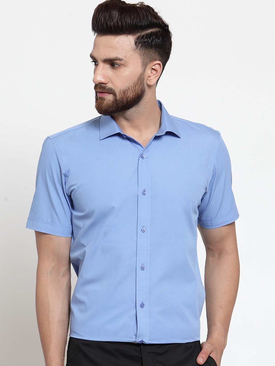 

Purple State Men Blue Slim Fit Solid Casual Shirt