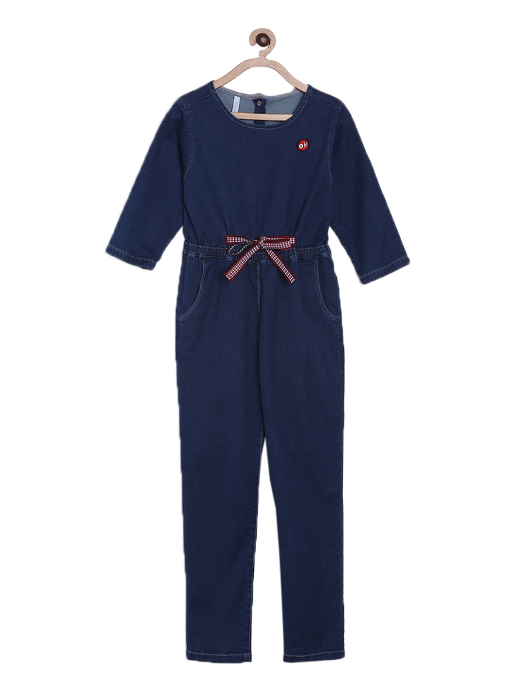 

TALES & STORIES Girls Navy Blue Solid Basic Jumpsuit