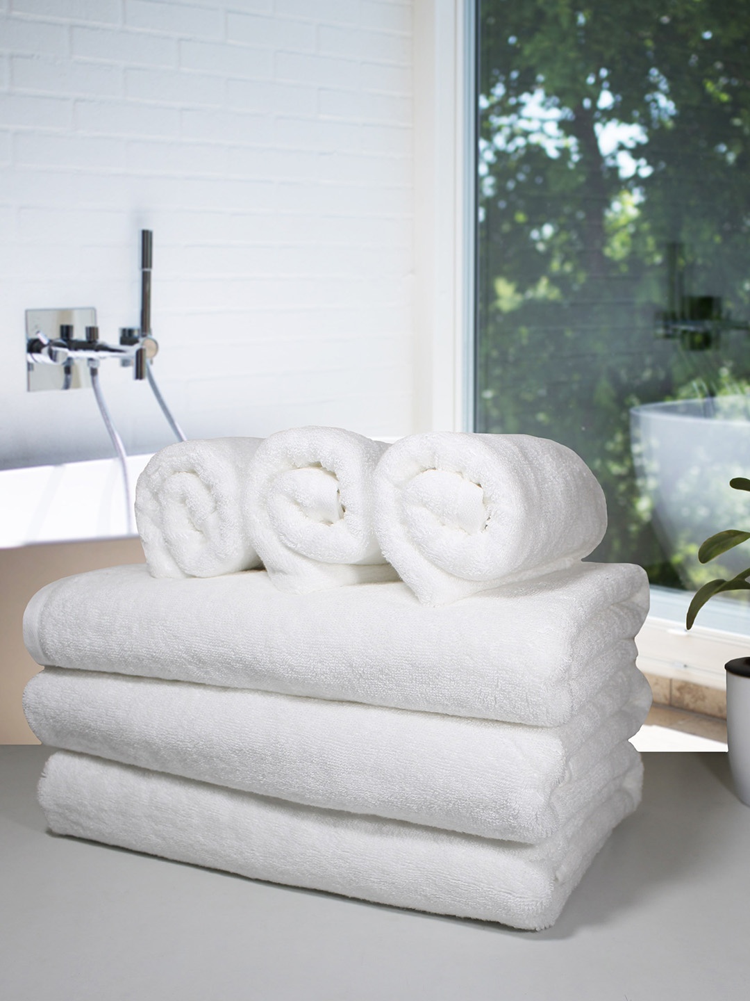 HEELIUM Pack of 6 Bamboo Super Soft & Quick Absorbent 3 Bath & 3 Hand 600 GSM Towel Set, White