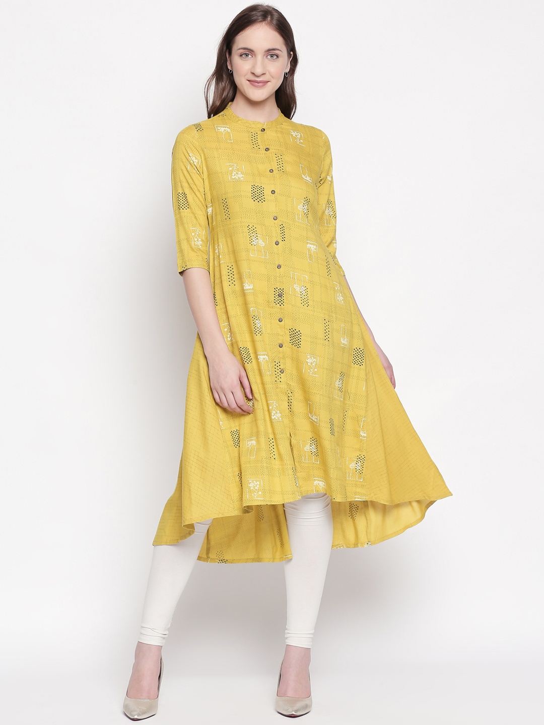 

RANGMANCH BY PANTALOONS Women Lime Green Printed Straight Kurta
