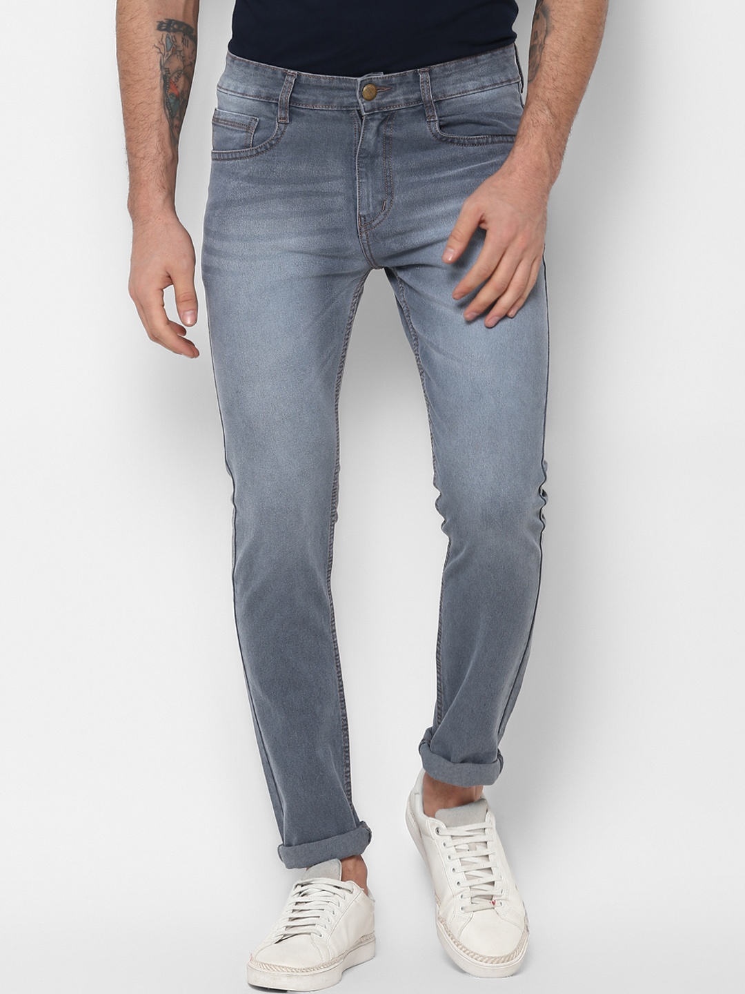 

Urbano Fashion Men Grey Slim Fit Mid-Rise Clean Look Stretchable Jeans