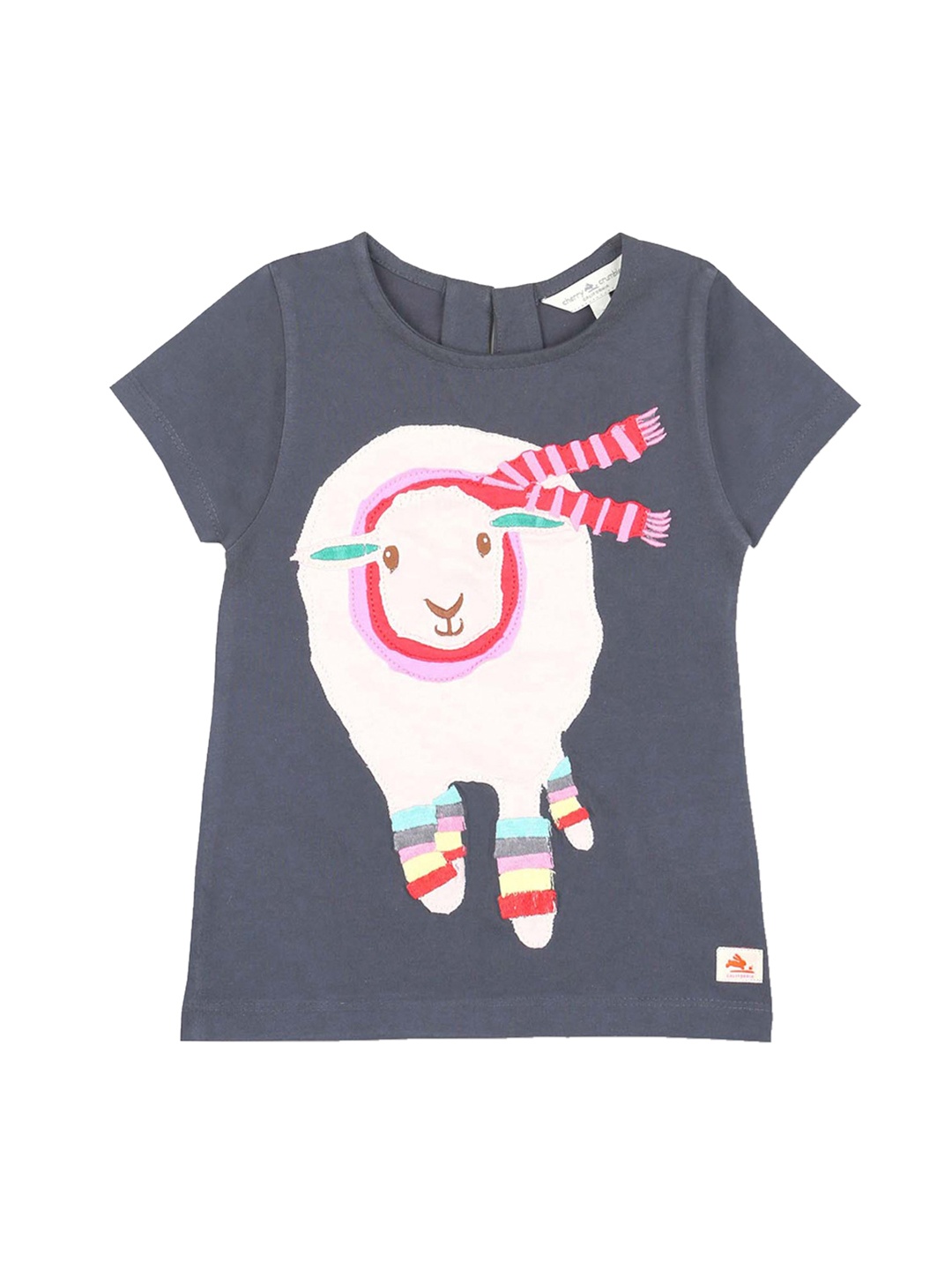 

Cherry Crumble Girls Grey Appliqued Pure Cotton Top