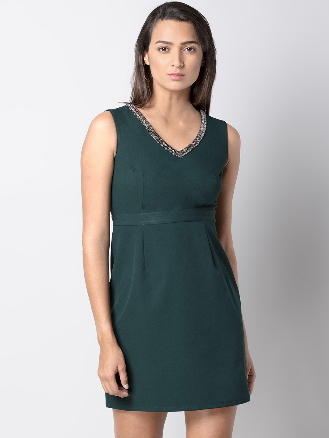 

FabAlley Women Green Solid Sheath Dress