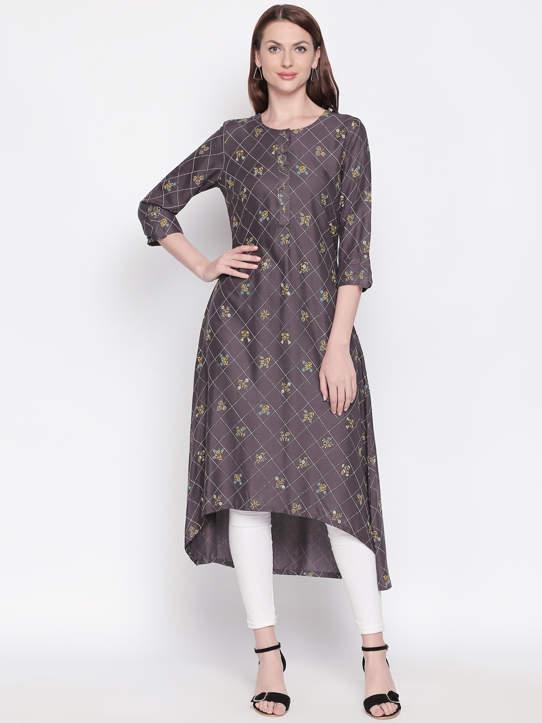 

RANGMANCH BY PANTALOONS Women Grey Printed A-Line Kurta