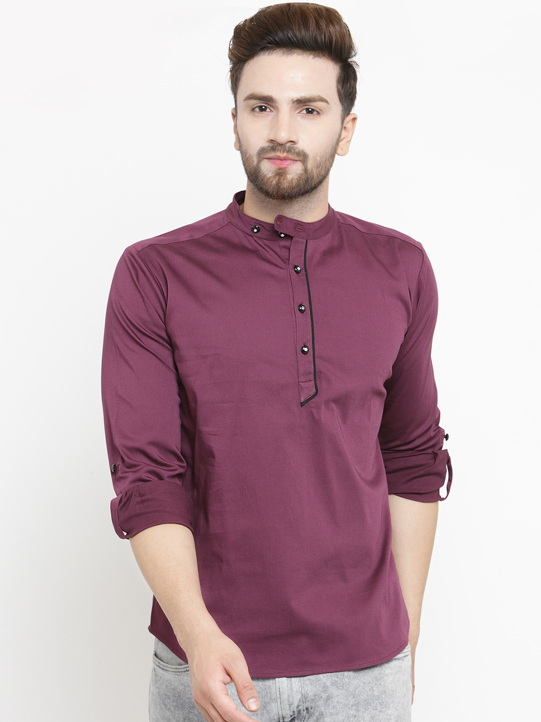 

Purple State Men Purple Solid Straight Kurta