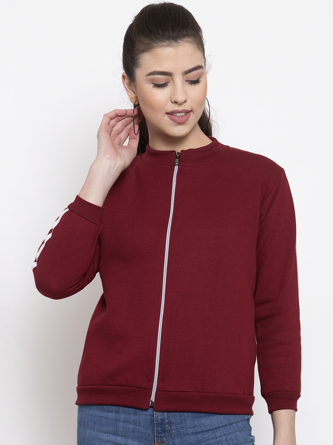 

VOXATI Women Maroon Solid Sweatshirt