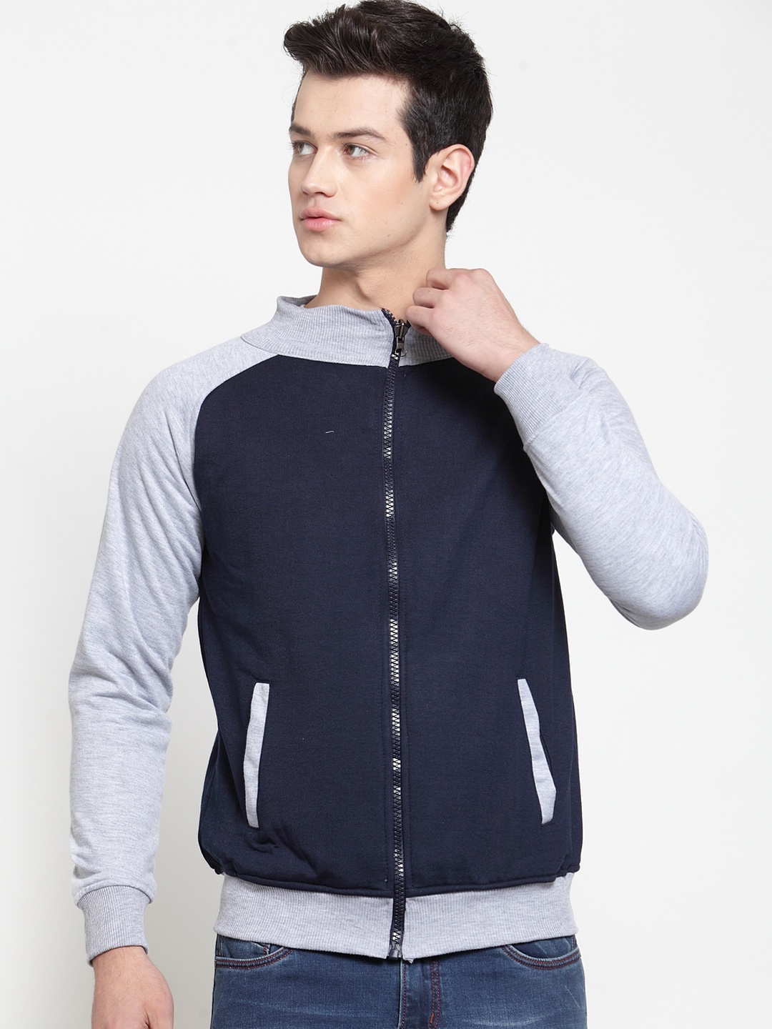 

VOXATI Men Blue & Grey Solid Sweatshirt