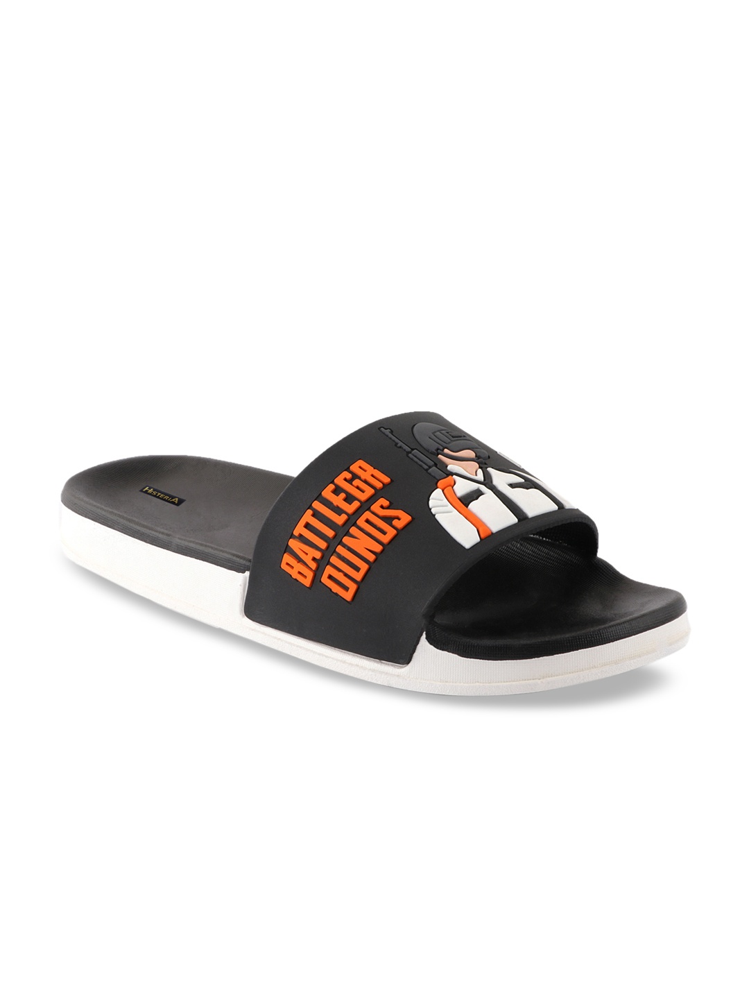 

Histeria Men Black & Orange Printed Sliders