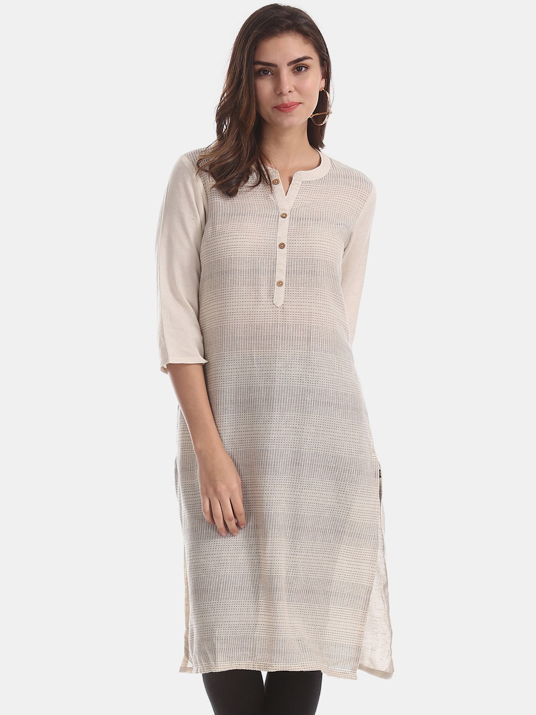 

Karigari Women White Printed Straight Kurta