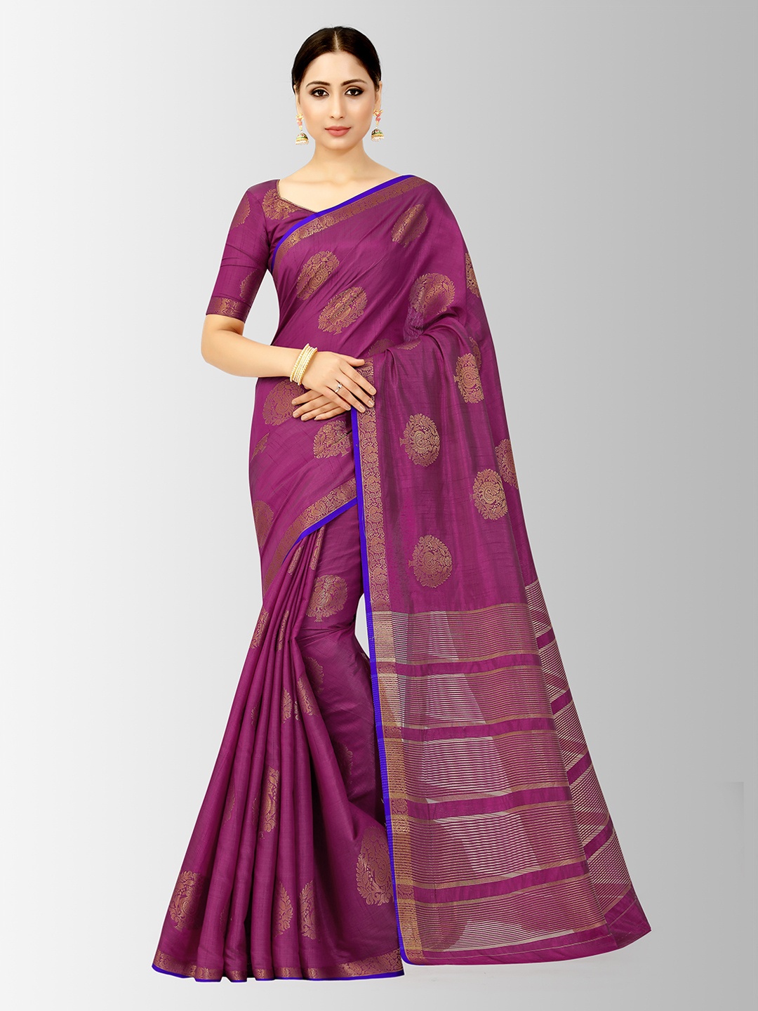 

Mitera Purple Art Silk Woven Design Kanjeevaram Saree