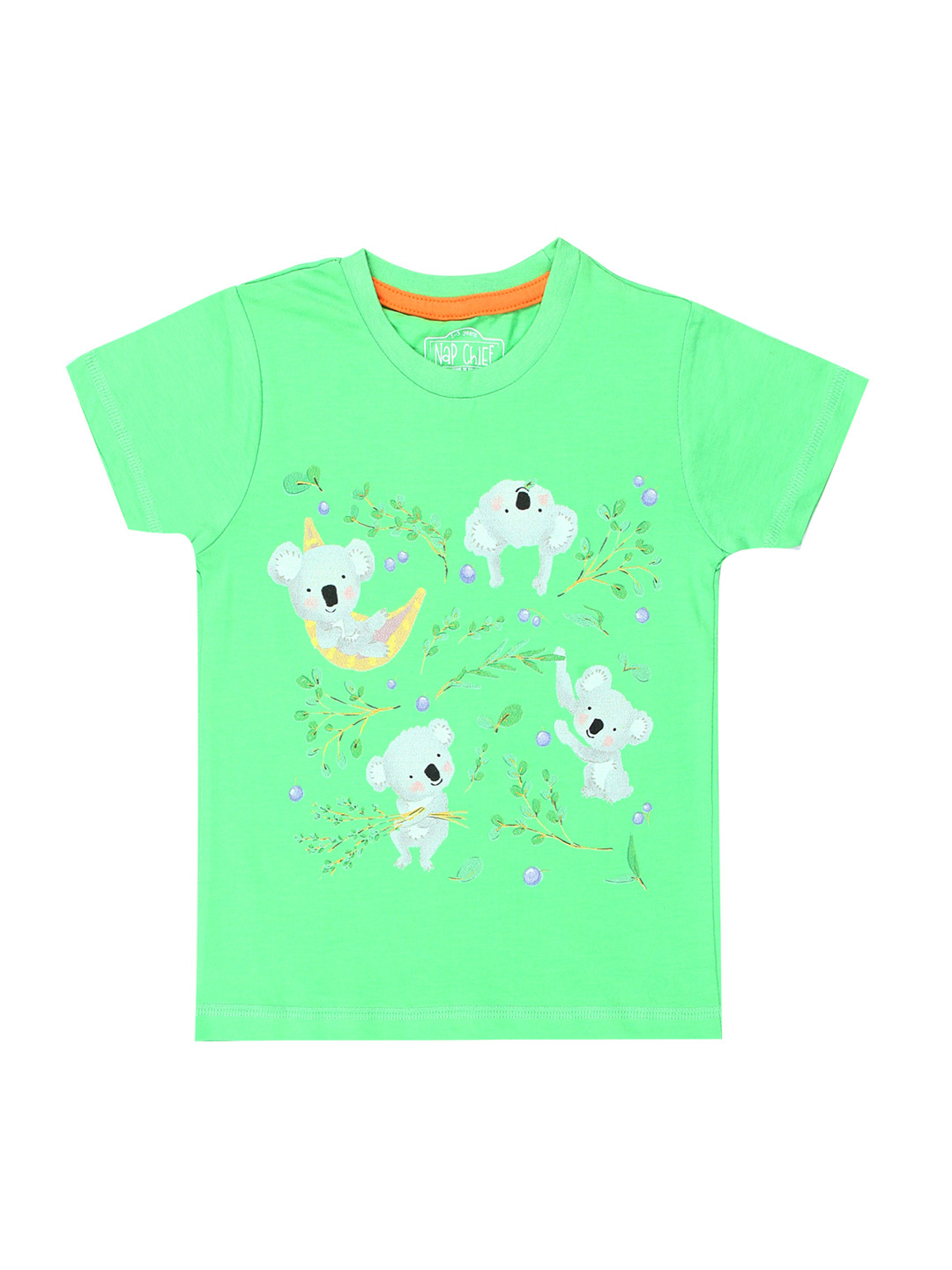 

Nap Chief Kids Green Printed Round Neck T-shirt