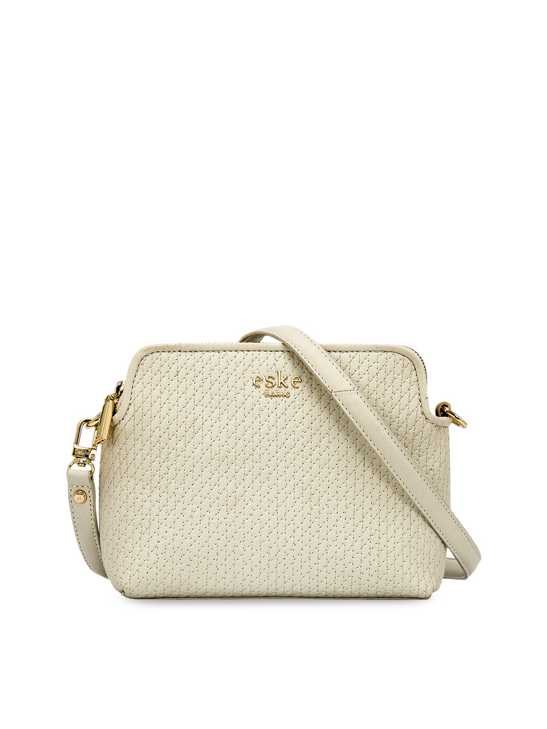 

Eske White Solid Leather Sling Bag