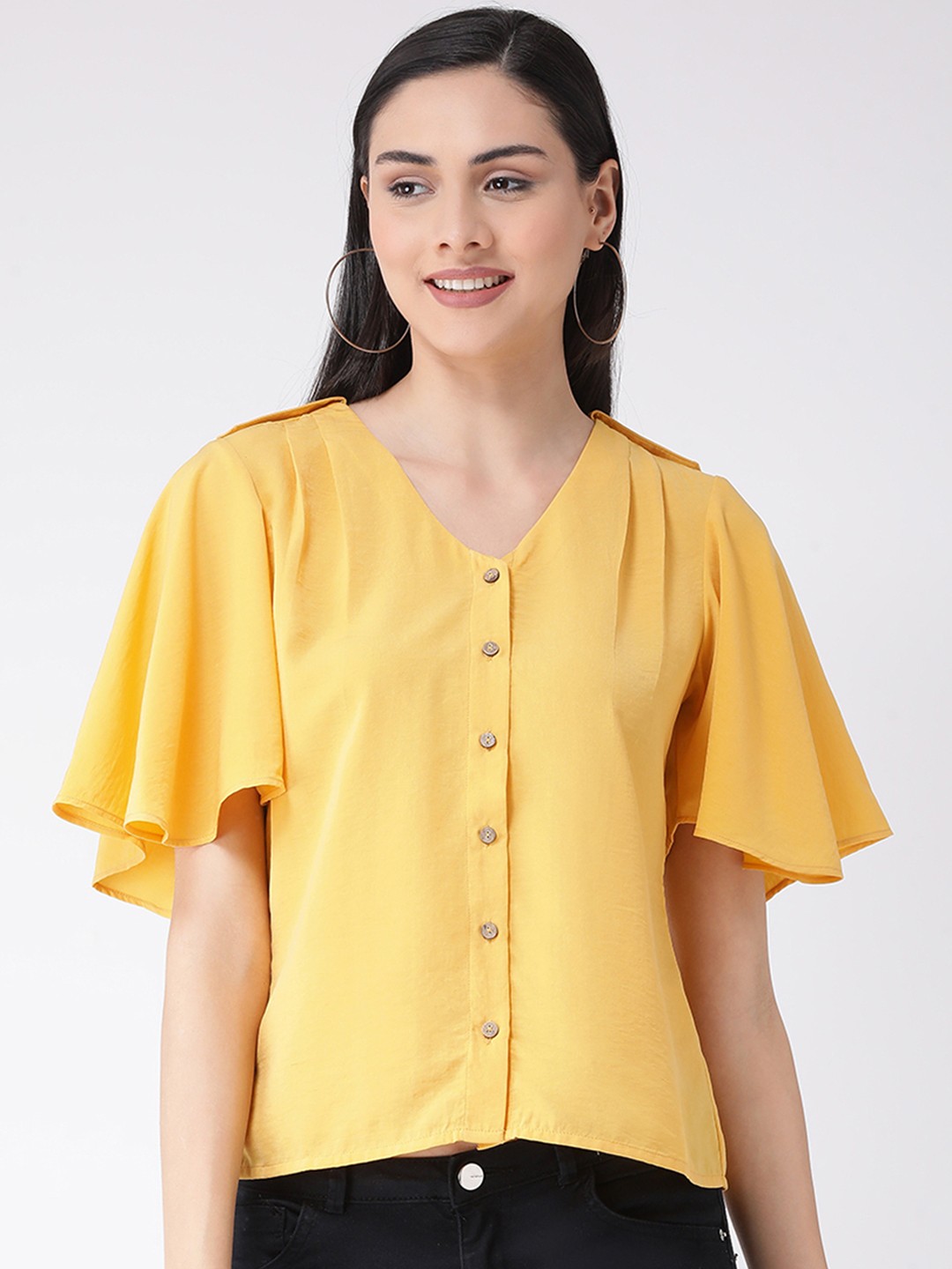 

Latin Quarters Women Mustard Solid Top