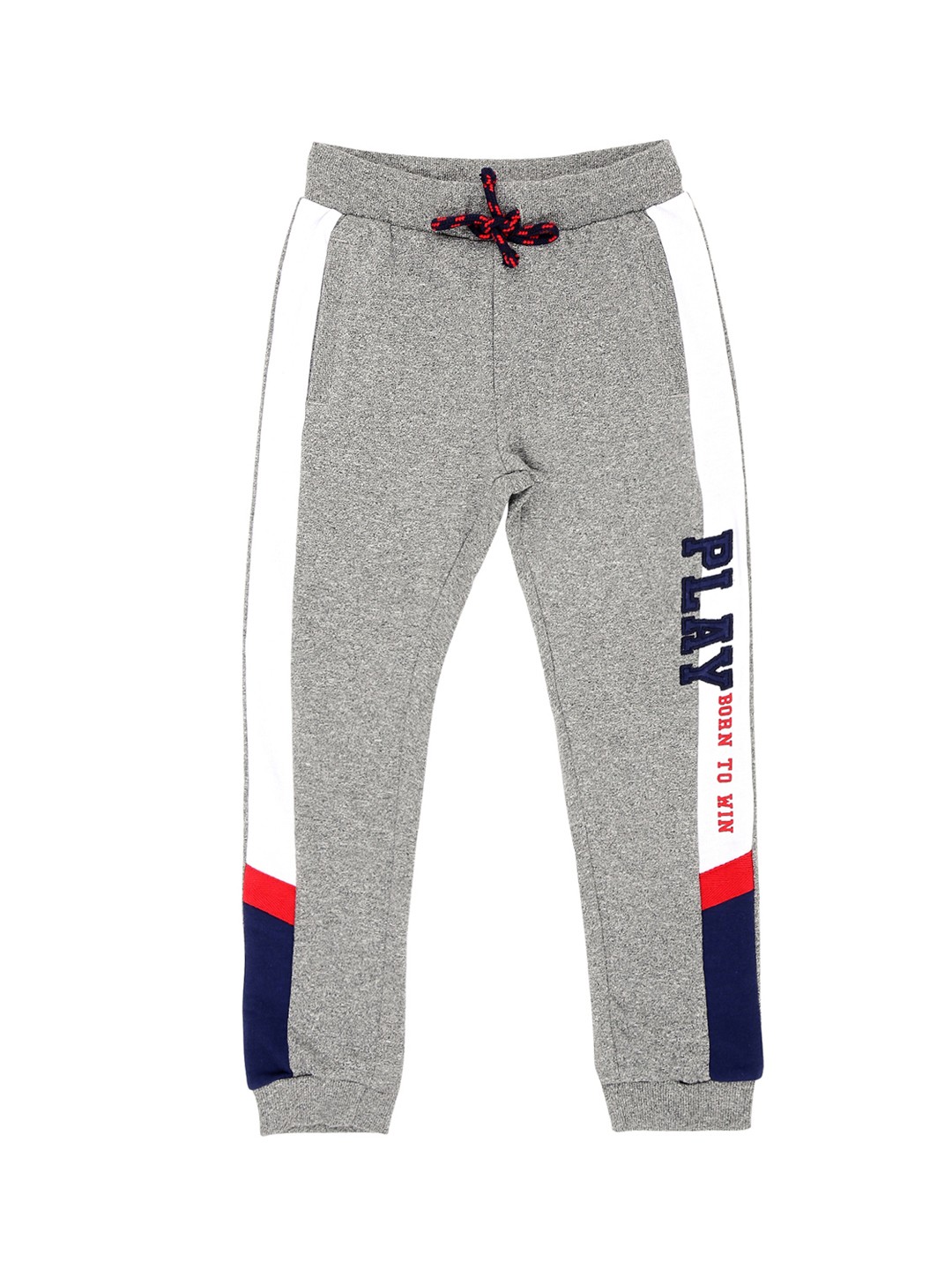 

Pantaloons Junior Boys Grey Melange & White Colourblocked Joggers