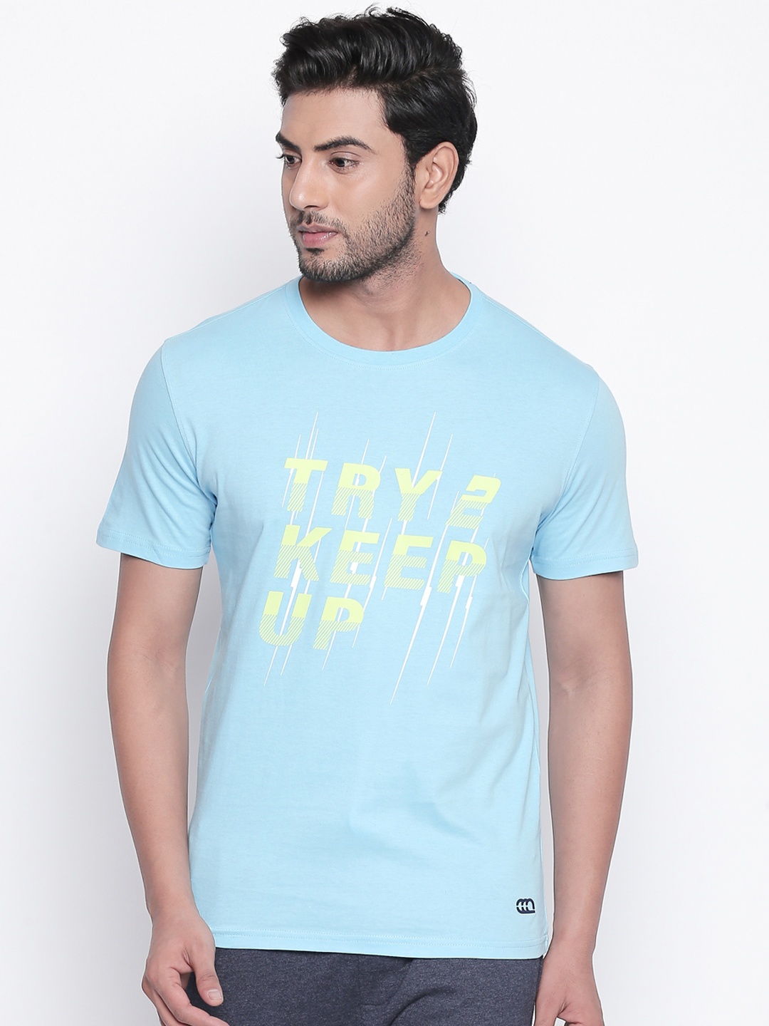 

Ajile by Pantaloons Men Blue Printed Round Neck T-shirt