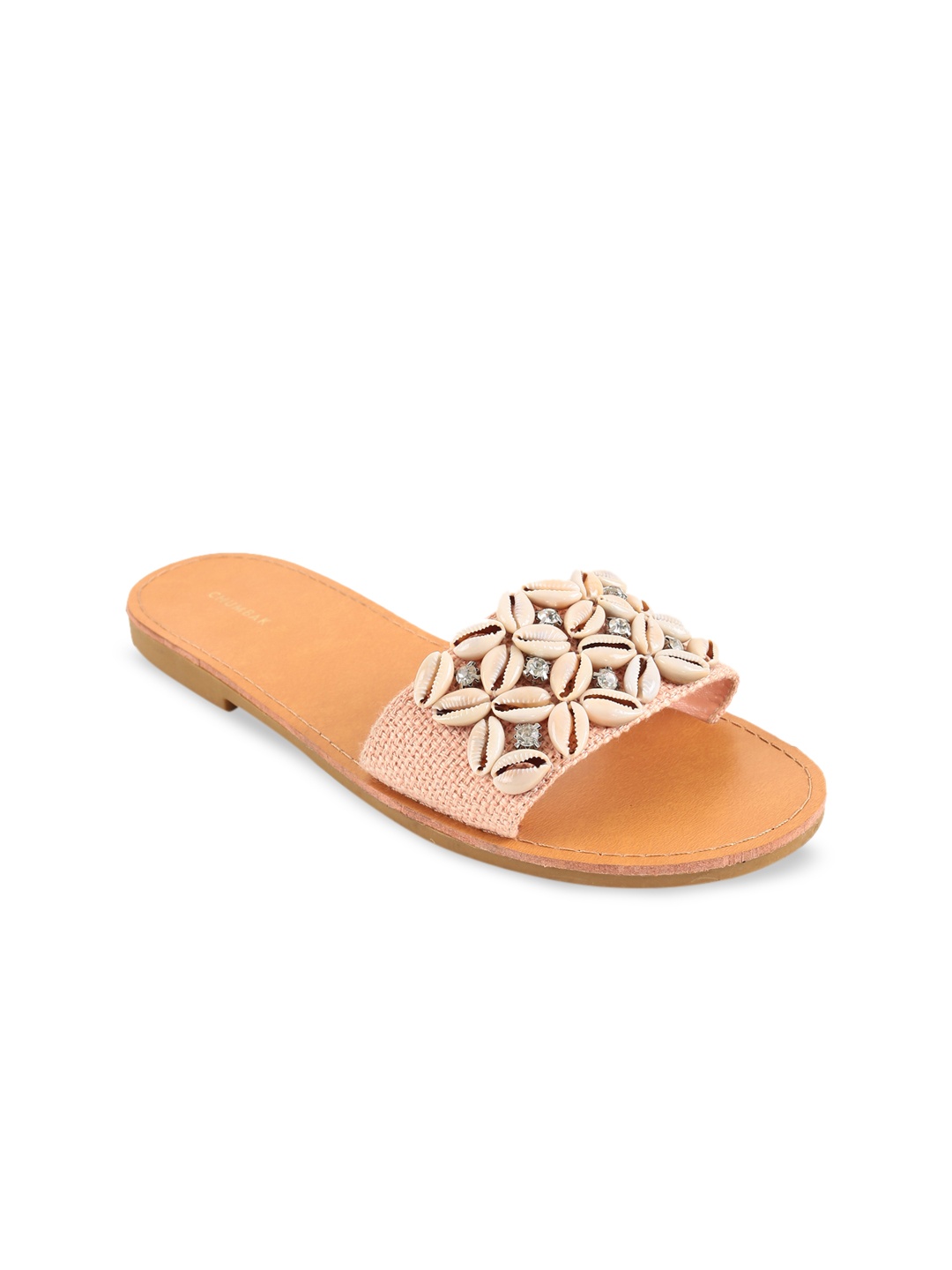 

Chumbak Women Beige Embellished Open Toe Flats